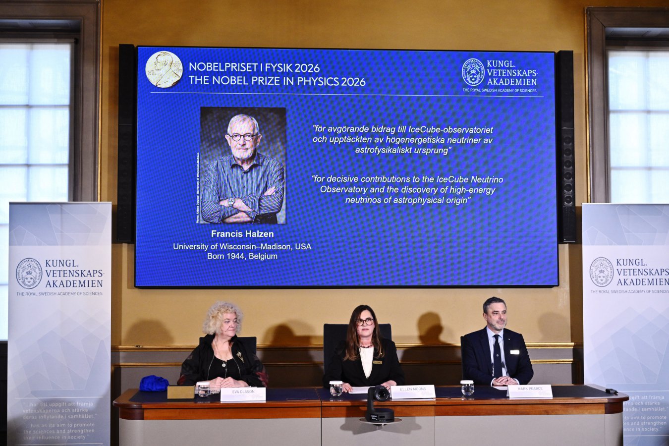 Francis Halzen wins 2026 Physics Nobel for discovering high-energy neutrinos