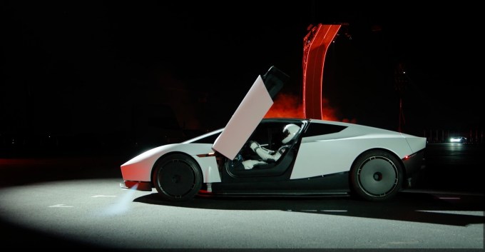 Tesla unveils redesigned Roadster with brief flight and upside down driving