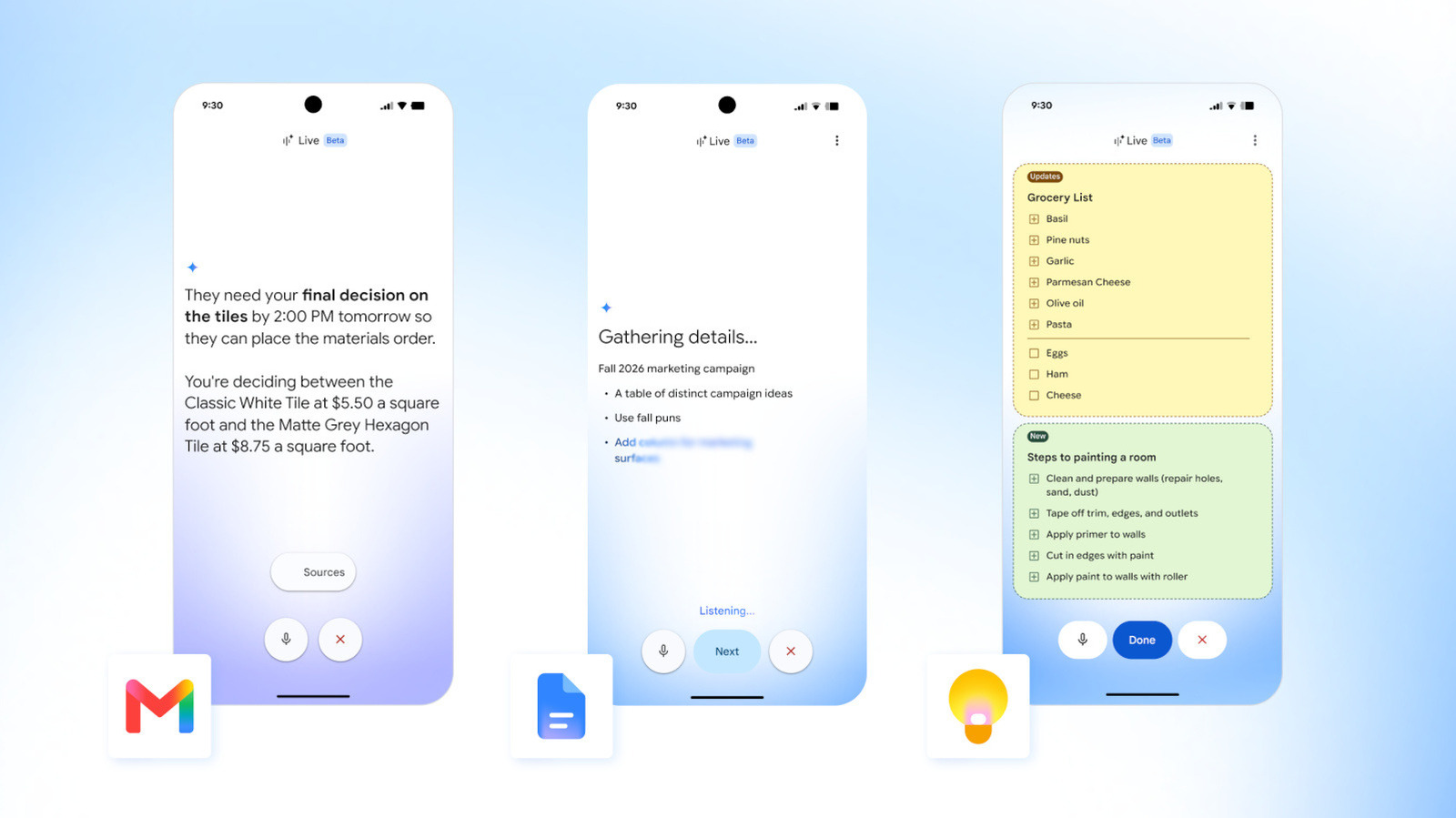 Google Adds AI Voice Controls to Gmail, Docs, and Keep for Subscribers