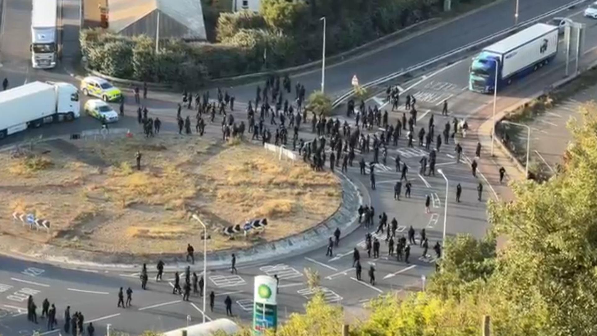 Traffic Resumes After Masked Protesters Temporarily Block Dover Port